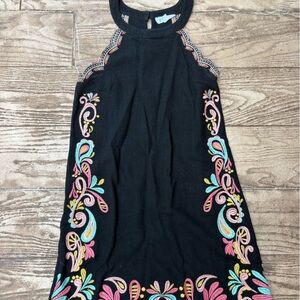 THML Black Mini Dress with Vibrant Embroidery